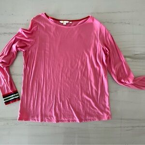 Boden Pink Long Sleeve With Striped Cuff Size Large T-Shirt